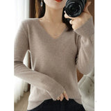 Winter Knitted Pullovers Cashmere Sweater Women V-neck 2022 Soft Knitwear Jumpers Basic Sweaters New Bottoming Tops