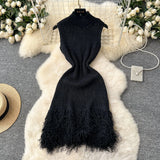 Design Sleeveless Knitted Dress Women's Summer Hair-Throw Slimming Pure Hot Girl Short