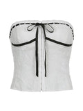 bandeau top with broderie lace to
