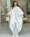 Loose Robe Dress Set Lace Dress Lined With V-Neck Bat Sleeve Big Dress Bubu