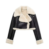 New Autumn And Winter Double-Sided Locomotive Jacket Jacket Women's Short-Colored Zipper