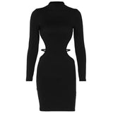 Women's Wear 2024 Summer New Fashion Sexy Slim Long Sleeve Back Solid Color Hip Dress-Outfit