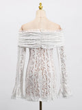 Wind Dress Woman 2025 Spring New Shoulder Lace Lace With High-End Feel Long-Sleeved Bagged Hip