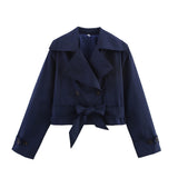 Homemade New Women's Style Casual Coloring 4-Colored Belted Wind