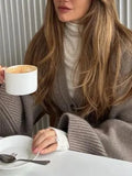 Autumn And Winter Pure Color V-Neck Single Buckle Knitted Cardigan Lazy Loose Comfortable