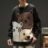Cartoon Bear Sweater Men's Winter Men's Women's Fashion Long-sleeved Knitted Pullover Sweater Oversized 2021 New Cotton