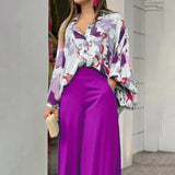 Toloer Women's 2024 Print Shirt Long Sleeves INS Wind Temperament Trousers Fashion Winter Wear