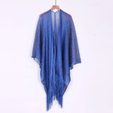 Women's Sunscreen Gold And Silver Ribbon Cuffed Fork Shawl Beach