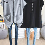 Hoodies Women Autumn Spring Loose Thin Simple Vest Cardigan Zipper Sleeveless Hooded Vest Jackets Womens Casual