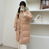 High Sense Fox Big Hair Collar Down Jacket Female 2024 Winter Thick Length Of The Square Button Warm Bestie Coat Tide-Outfit