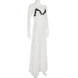 White Polka Dot V-Neck Maxi Dress-Outfit