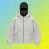 And Winter Personality Double Hat Design Hoodie Zipper Open Shirt Casual Coat
