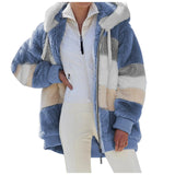 Hot New Autumn And Winter Loose Plush Multi-Color Hooded Coat
