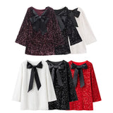 Women's Dress 2025 New Spring Bow Skirt Multi-Colored Bright Sleeve Mini