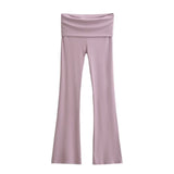 Trendy Women's Wear In Spring, The New Double-Layer Waist-Turning Sports Leisure Pants, Spicy Girls' Stretch Slimming Micro-Horn Trousers-Outfit