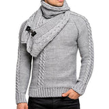 Toloer New Wish Men's Long Sleeve Scarf Can Be Dismantled Slim Jumper Knit Sweater