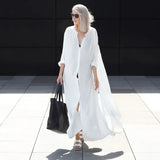 Toloer Person Cotton Blouse Shirt Beach Skirt Cardigan Dress Female Outside Long Cardigan Beach Sun Protection