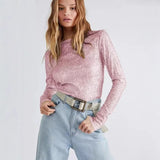 Round-Neck Long-Sleeved Fashion Beads