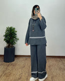 2025 New Solid Color Casual Blouse Loose Comfortable Design Micro-Thorn Trousers Set