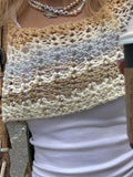 crop long sleeve crochet top with crochet pattern and