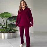 Autumn New Fashion Solid Color Loose Under The Pended Fork Knit Shirt Two Sets Of