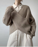 Autumn And Winter Korean Version Of Personality, Foreign Style, Fashion, Pure Color, Cross Bat Sleeves, Sweaters And Women's Wear-Outfit
