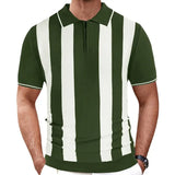 Men's Summer New Striped Spliced Knitted Knitted Short-Sleeved Polo Shirt Tide