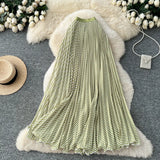 Fashion Folding Wave Half-Dress French Sweet High-Waisted A-Shaped Skirt Mid-Long Folds