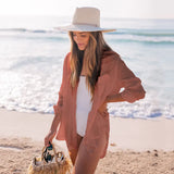 Toloer Women's Day Silk Bamboo Shirt Beach Vacation Coat Bikini Sweater Women's Swimsuit Sunscreen Cardigan