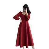 Toloer Style Little Black Dress Female 2024 Summer New Retro V-Neck Show Thin Knee Black Dress Dress-Outfit