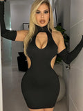 Sleeve Off Shoulder Bodycon Mini Dress for Women Summer Sexy 2022 Cut Out Dresses Party Club Outfits White Clothing