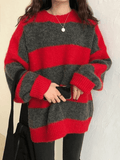 Oversized Stripe Pullover Sweater-Outfit