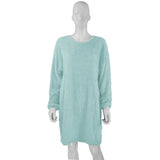 Autumn And Winter 2023 Ebaywish Hot Style Women's Long Sleeve Round Collar Loose Plush Dress-Outfit