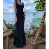 Toloer Shot Show Back Atmosphere Feeling Sling Dress Female Design Sense French Temperament Show Thin Fish Tail Dress Clear Cold