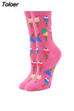 Women Happy Funny Socks With Lattice Print Avocado Pizza Food Skateboard Harajuku Korean Simple Socks New Fashion