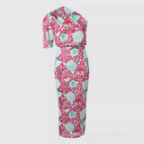 Women's Single Shoulder Print Bubble Sleeve Dress LZY1657 / HDZ0240-Outfit