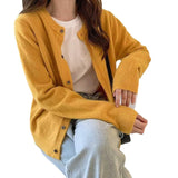 Autumn And Winter New Cashmere Knitted Cardigan Woman Loose Gentle Wind Outside Wearing Long-Sleeved Knitted Sweater Coat Woman-Outfit