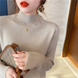 Milk Sweater Women Wear Semi-High Collar Knitted Bottomed Sweater In Autumn And Winter, A New 2023 Soft Top Inside-Outfit
