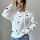 And Winter Women's Sweater Fashion Color Love Hooded Long-Sleeved Knitted