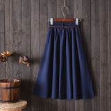 Toloer New College Wind Small Fresh Literary A Word Skirt Versatile Long Skirt Female Send Belt-Outfit