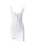 Split V Neck Mini Dress-Outfit