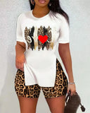 Women's Fashion Trend Two-Set Printed Short-Sleeved