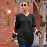 New Sweater Women Autumn And Winter Explosion Chicken Heart V Neck Lantern Sleeve Striped Knitted