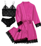 2021 New Ladies Pajamas Four-Piece Sexy Sling Skirt Set Home Lace Pajamas