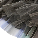 Women‣s Korean Gradient Color Skirt Fashion Mesh Yarn High Waist Pleated Mid-length Skirt-Outfit