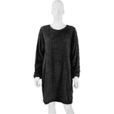 Autumn And Winter 2023 Ebaywish Hot Style Women's Long Sleeve Round Collar Loose Plush Dress-Outfit
