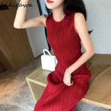 Dresses for Women Sleeveless Pleated Temperament Robe Femme 2023 Vestidos De Mujer Casual Casual Summer Korean Dress