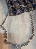 Angel Wing Rhinestone Heart Necklace-Outfit