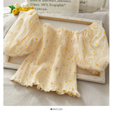 Puff Sleeve Top Square Neck Mesh Top Crop Tops Ruffle Blouse Women 2022 Korean Kawaii Clothes Summer Blouses Vintage