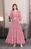 Printed Medium-Sleeved Dress-Outfit